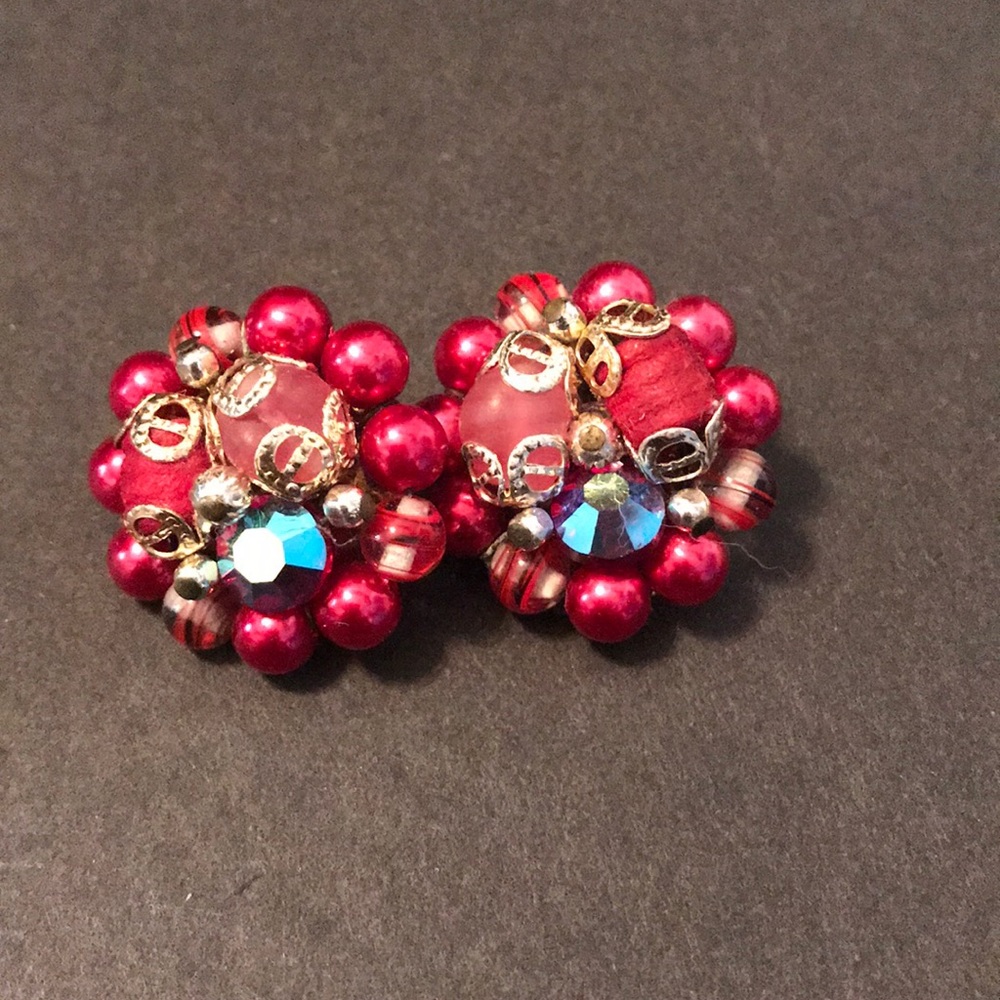 Vintage Red Circular Earrings